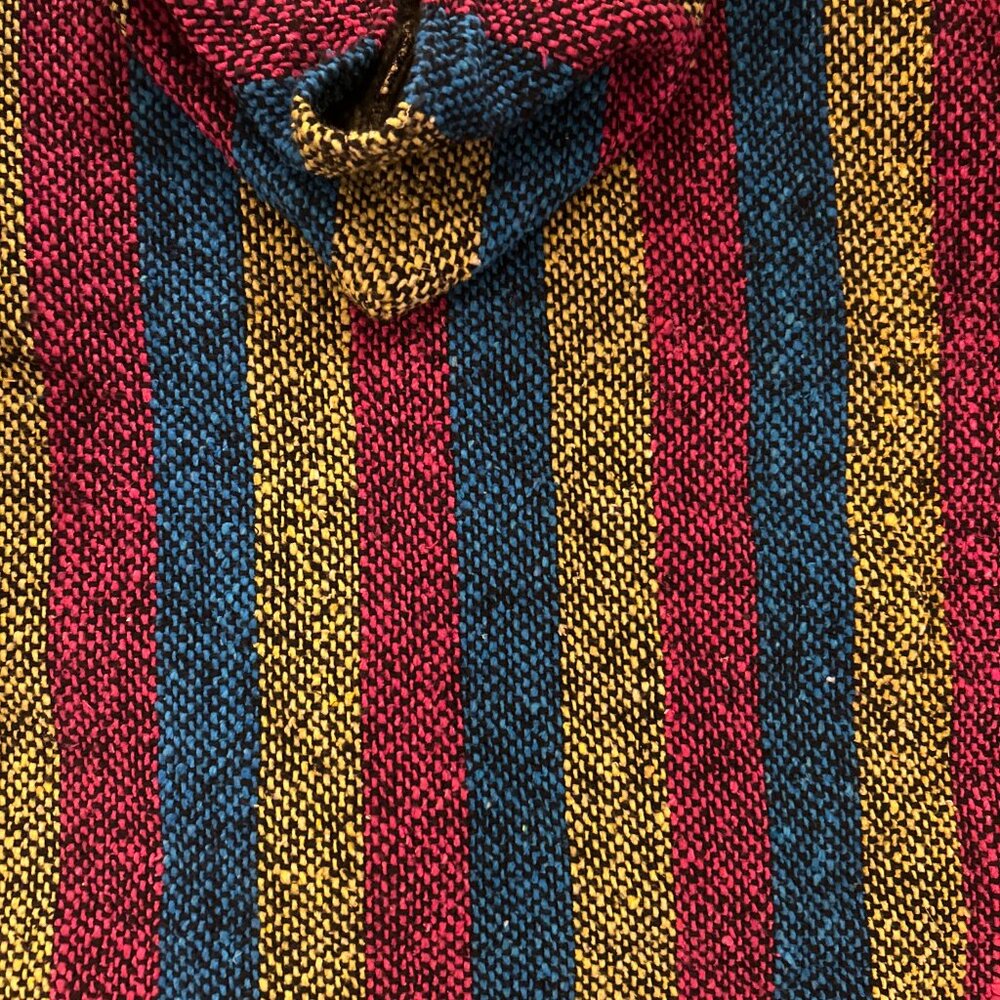 Baja 1990’s Afghan Men’s Multicolor Stripped Boho Hoodie SZ  Large X-Large - Picture 7 of 7
